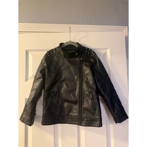 Zarv Kids Black Faux Leather Studded Moto Jacket Size 5-6